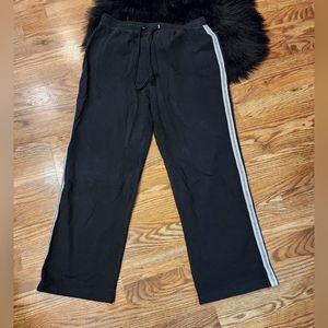Wide Leg Sweatpants Black with White Stripes Women's Size L